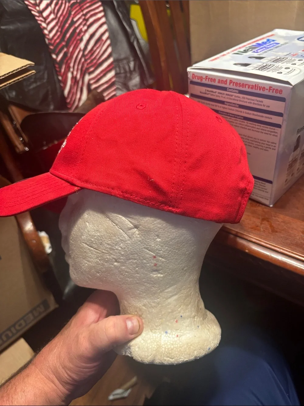 New Era Red 'National Champions' football Cap with White Embroidery